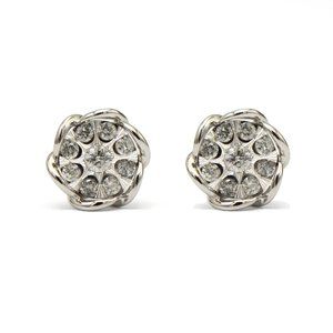 White Gold Diamond Flower Stud Earrings